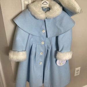 SOLD Sarah Louise fur trim peacoat with matching hat